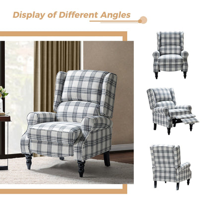 Poltrona reclinabile manuale classica imbottita Olympus con gambe in legno massello di HULALA HOME