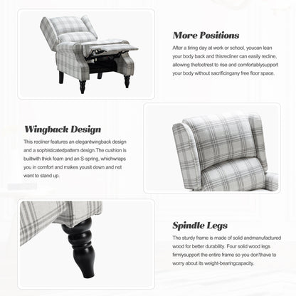 Poltrona reclinabile manuale classica imbottita Olympus con gambe in legno massello di HULALA HOME