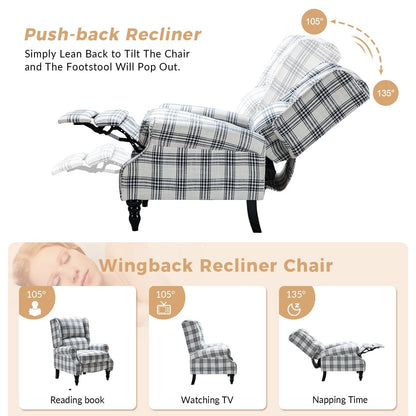 Poltrona reclinabile manuale classica imbottita Olympus con gambe in legno massello di HULALA HOME