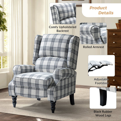 Poltrona reclinabile manuale classica imbottita Olympus con gambe in legno massello di HULALA HOME