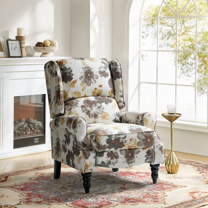 Poltrona reclinabile manuale classica imbottita Olympus con gambe in legno massello di HULALA HOME