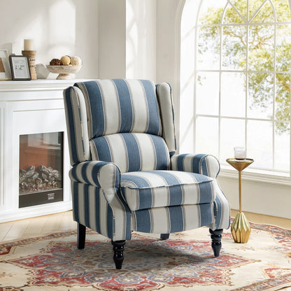 Poltrona reclinabile manuale classica imbottita Olympus con gambe in legno massello di HULALA HOME