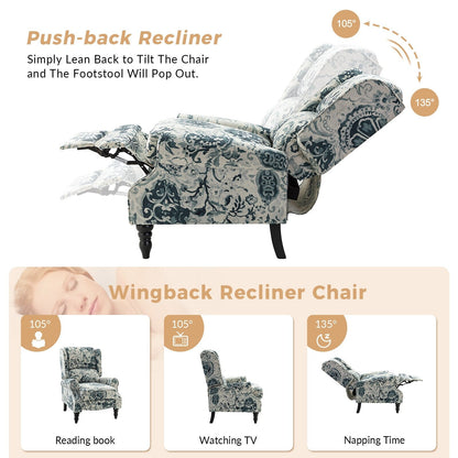 Poltrona reclinabile manuale classica imbottita Olympus con gambe in legno massello di HULALA HOME