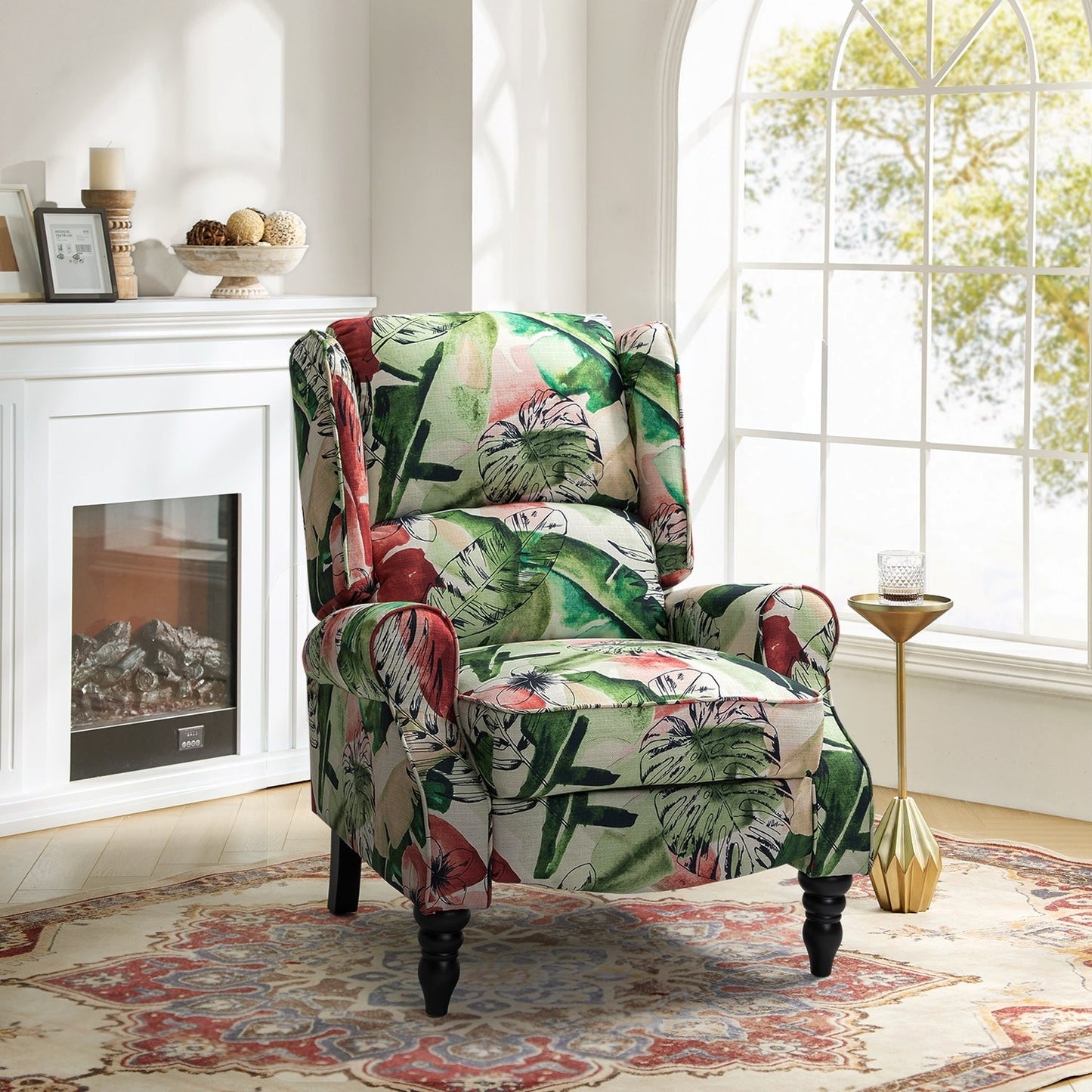 Poltrona reclinabile manuale classica imbottita Olympus con gambe in legno massello di HULALA HOME