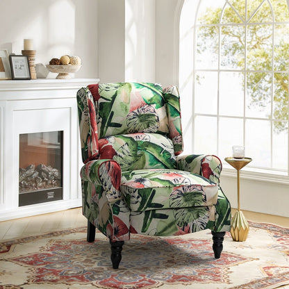 Poltrona reclinabile manuale classica imbottita Olympus con gambe in legno massello di HULALA HOME