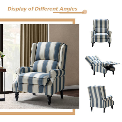 Poltrona reclinabile manuale classica imbottita Olympus con gambe in legno massello di HULALA HOME