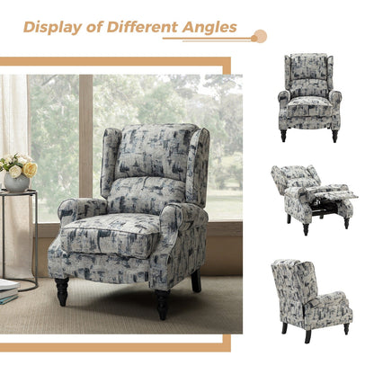 Poltrona reclinabile manuale classica imbottita Olympus con gambe in legno massello di HULALA HOME