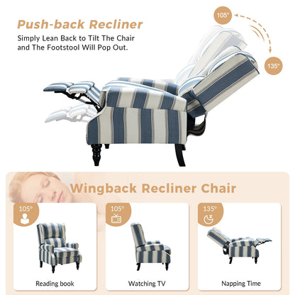 Poltrona reclinabile manuale classica imbottita Olympus con gambe in legno massello di HULALA HOME