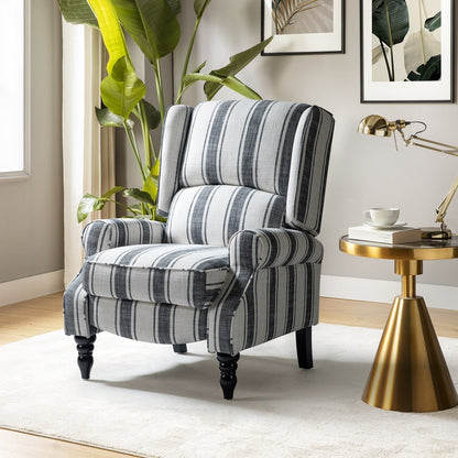 Poltrona reclinabile manuale classica imbottita Olympus con gambe in legno massello di HULALA HOME