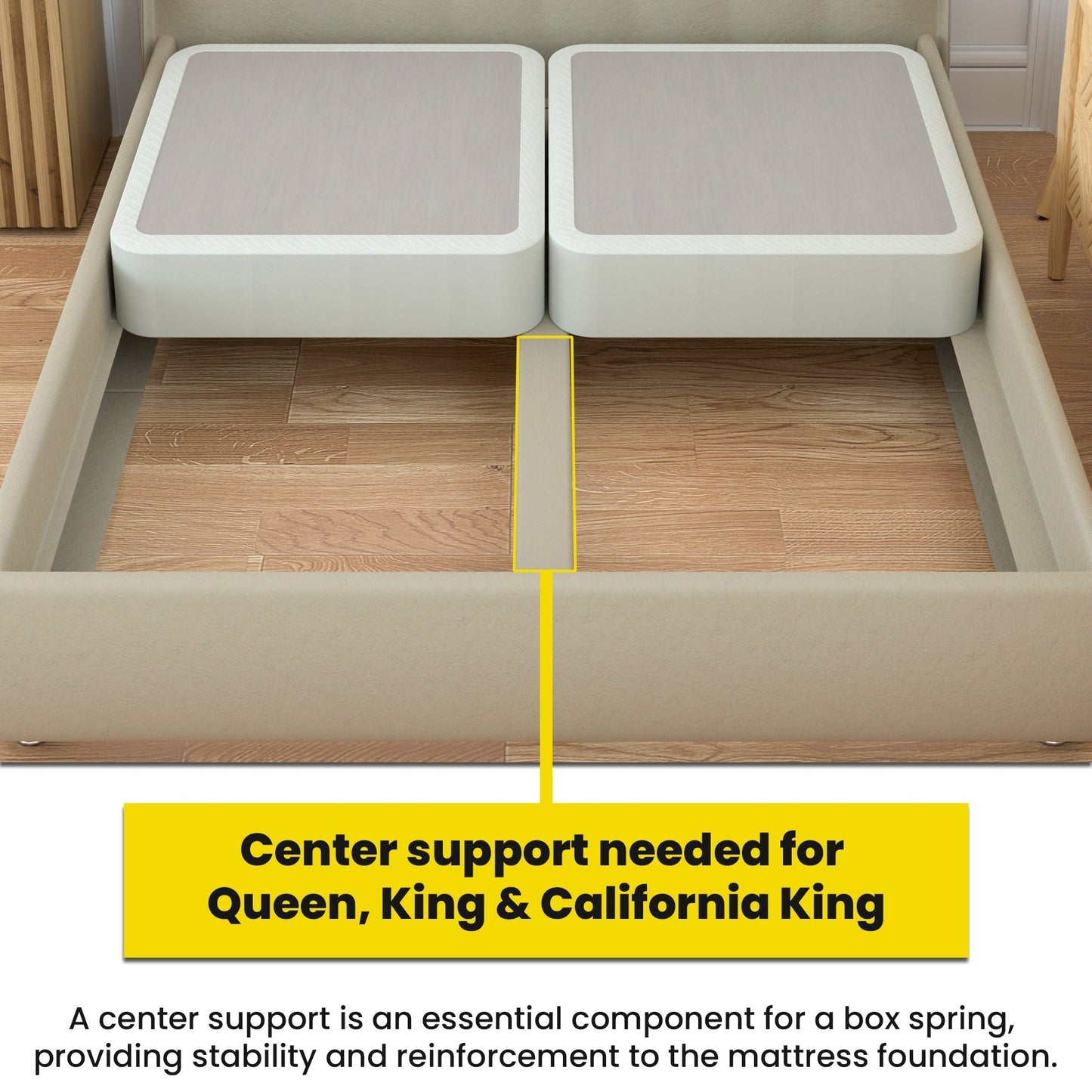 Rete a molle insacchettate Onetan da 4 pollici in legno, base per letto divisa a basso profilo, ideale per materasso, non necessita di montaggio, bianco e nero.