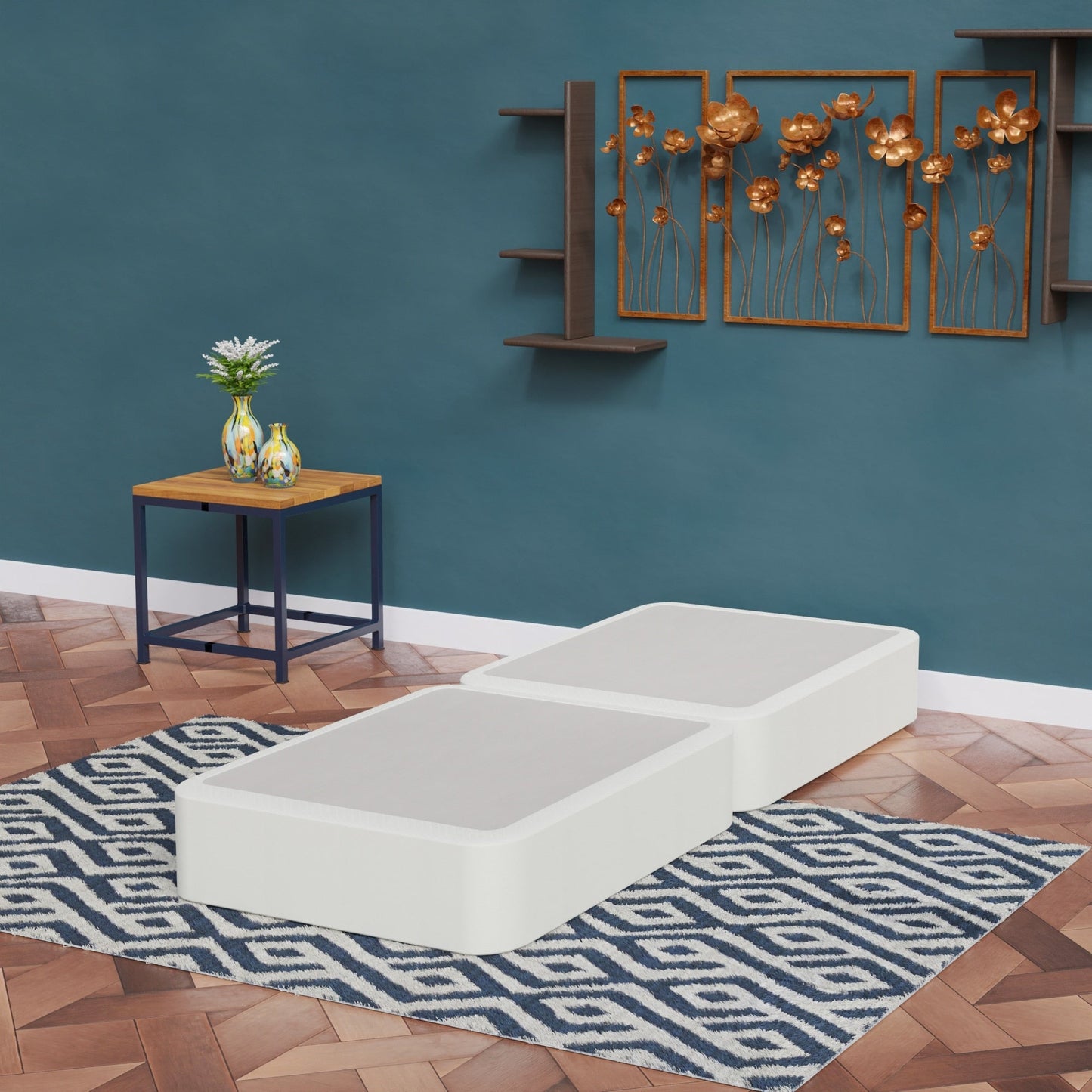 Rete a molle insacchettate Onetan da 4 pollici in legno, base per letto divisa a basso profilo, ideale per materasso, non necessita di montaggio, bianco e nero.