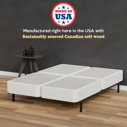 Rete a molle in legno Onetan da 4 pollici, base per letto divisa a basso profilo, ideale per materasso, non necessita di montaggio, bianca.