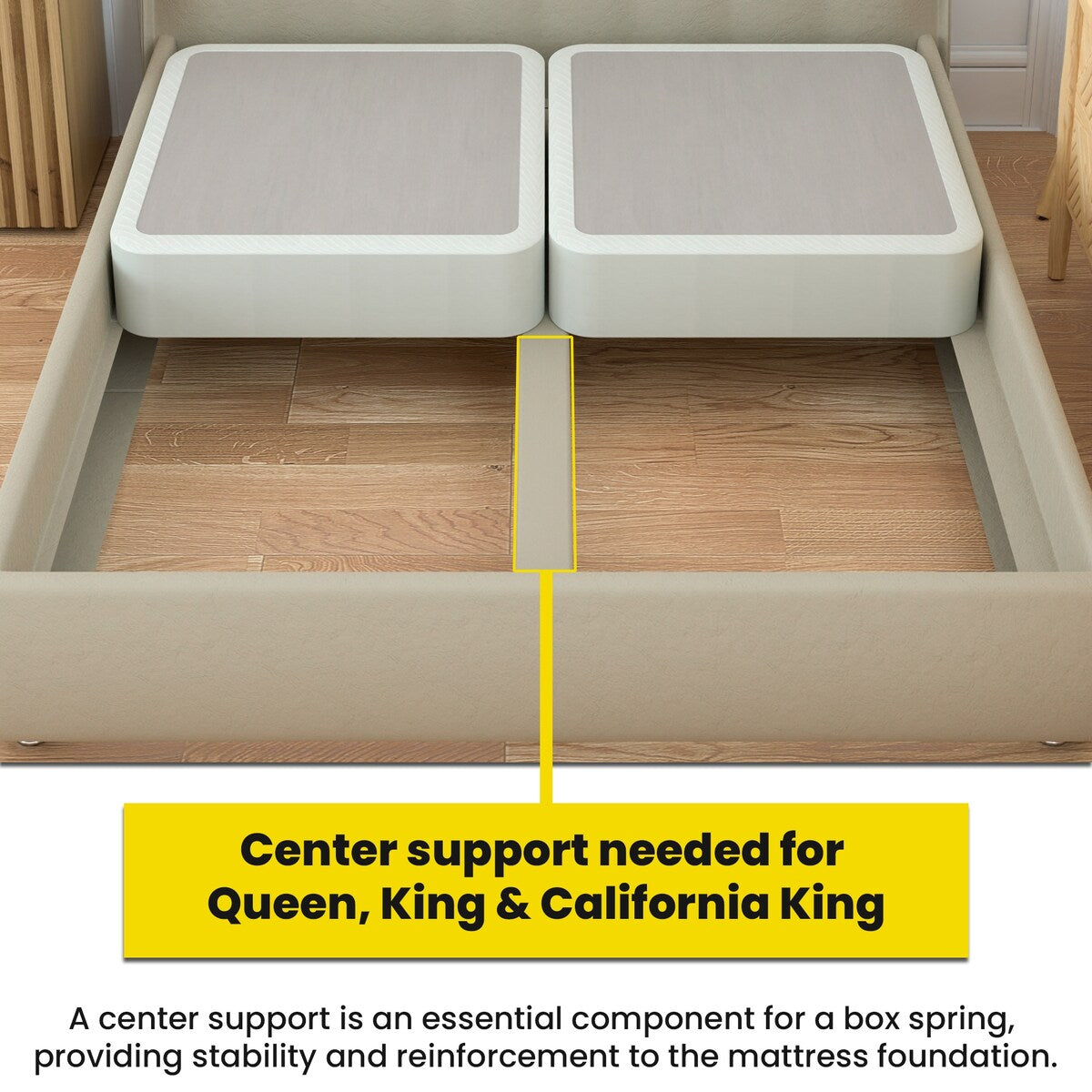 Rete a molle in legno Onetan da 4 pollici, base per letto divisa a basso profilo, ideale per materasso, non necessita di montaggio, bianca.