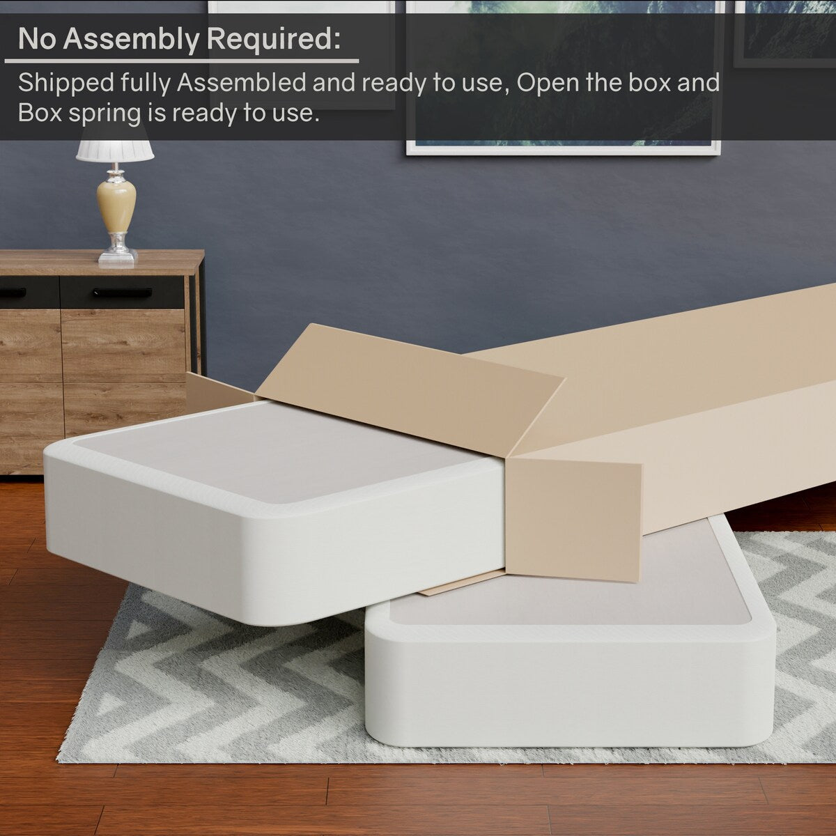 Rete a molle in legno Onetan da 4 pollici, base per letto divisa a basso profilo, ideale per materasso, non necessita di montaggio, bianca.