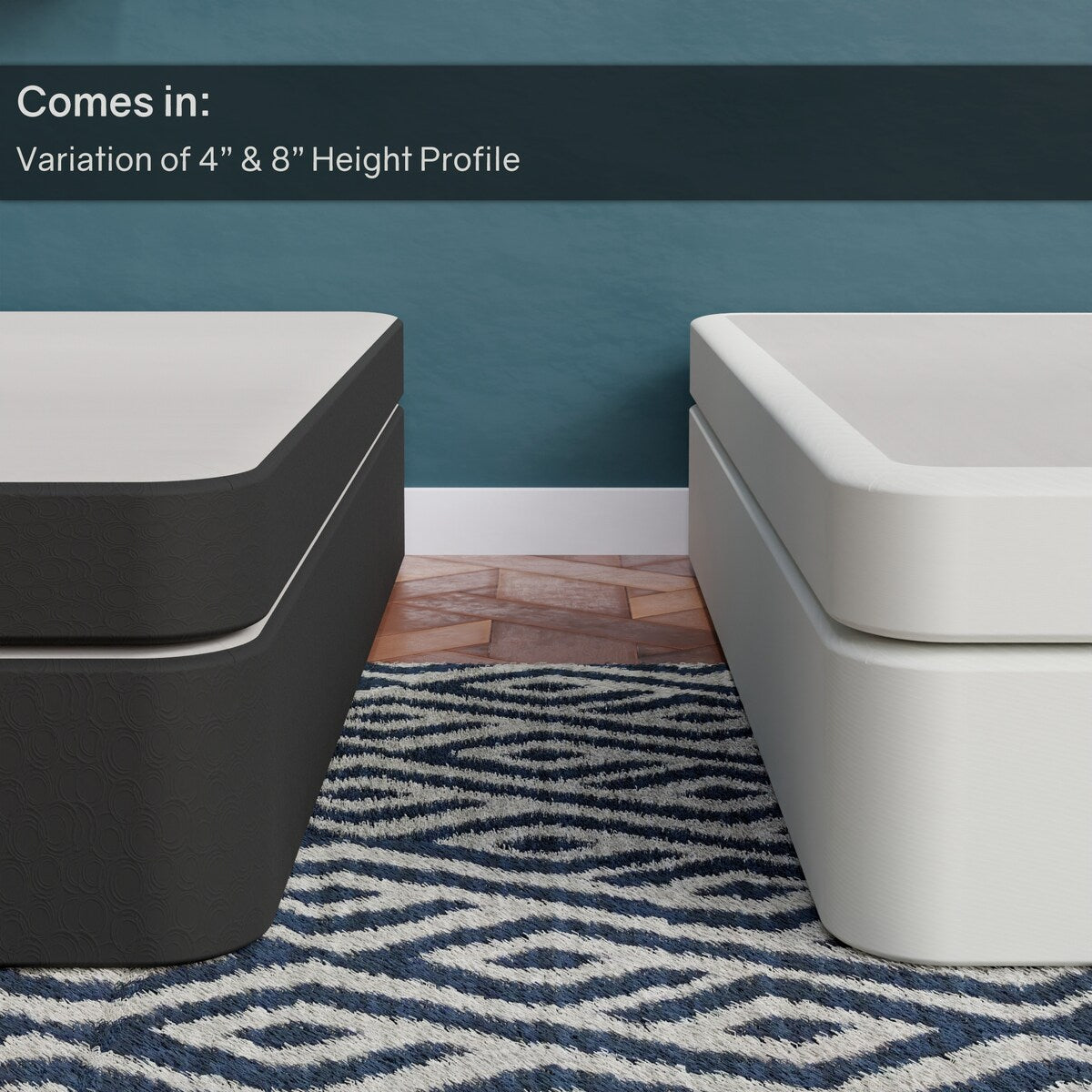 Rete a molle in legno Onetan da 4 pollici, base per letto divisa a basso profilo, ideale per materasso, non necessita di montaggio, bianca.