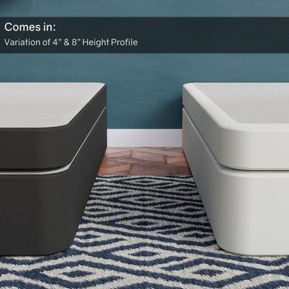 Rete a molle in legno Onetan da 4 pollici, base per letto divisa a basso profilo, ideale per materasso, non necessita di montaggio, bianca.