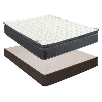 Set di materasso e box spring Onetan, materasso ibrido con pillow top medio da 10 pollici e box spring in legno di facile montaggio a 5 strati,