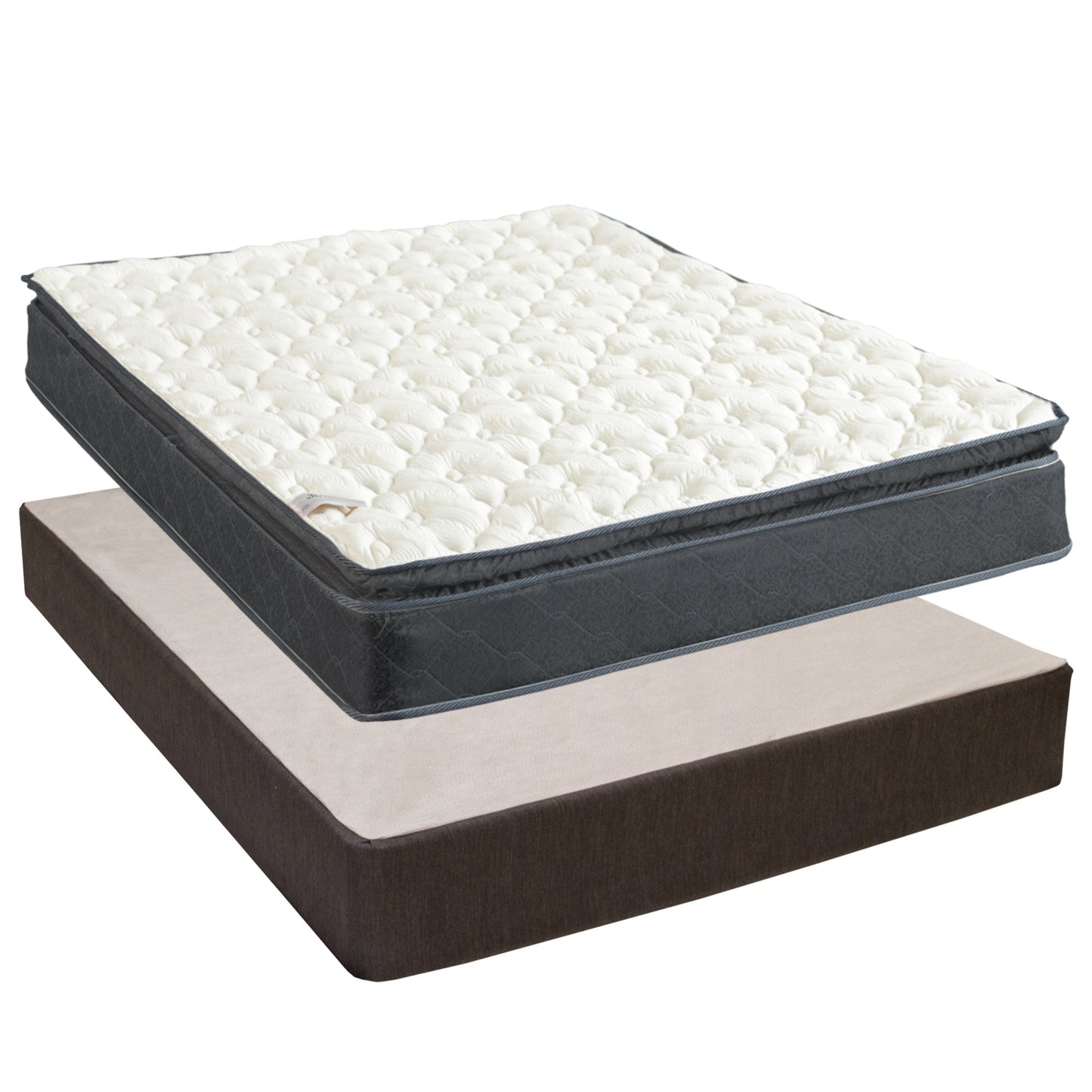 Set materasso e box spring Onetan, materasso ibrido con memory foam da 10 pollici e box spring in legno di facile montaggio.