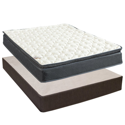 Set materasso e box spring Onetan, materasso ibrido con memory foam da 10 pollici e box spring in legno di facile montaggio.