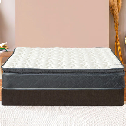 Set materasso e box spring Onetan, materasso ibrido con memory foam da 10 pollici e box spring in legno di facile montaggio.