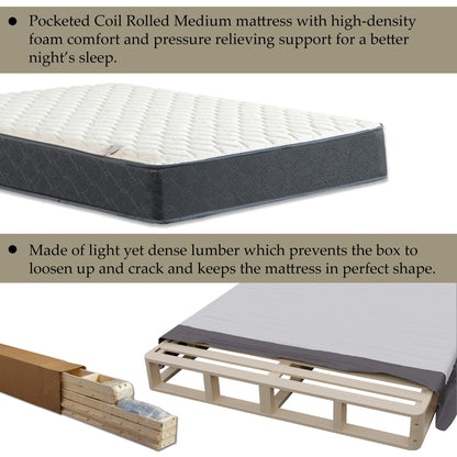 Set di materasso e box spring Onetan, materasso ibrido in memory foam da 10 pollici con parte superiore media e 5 box spring in legno di facile montaggio