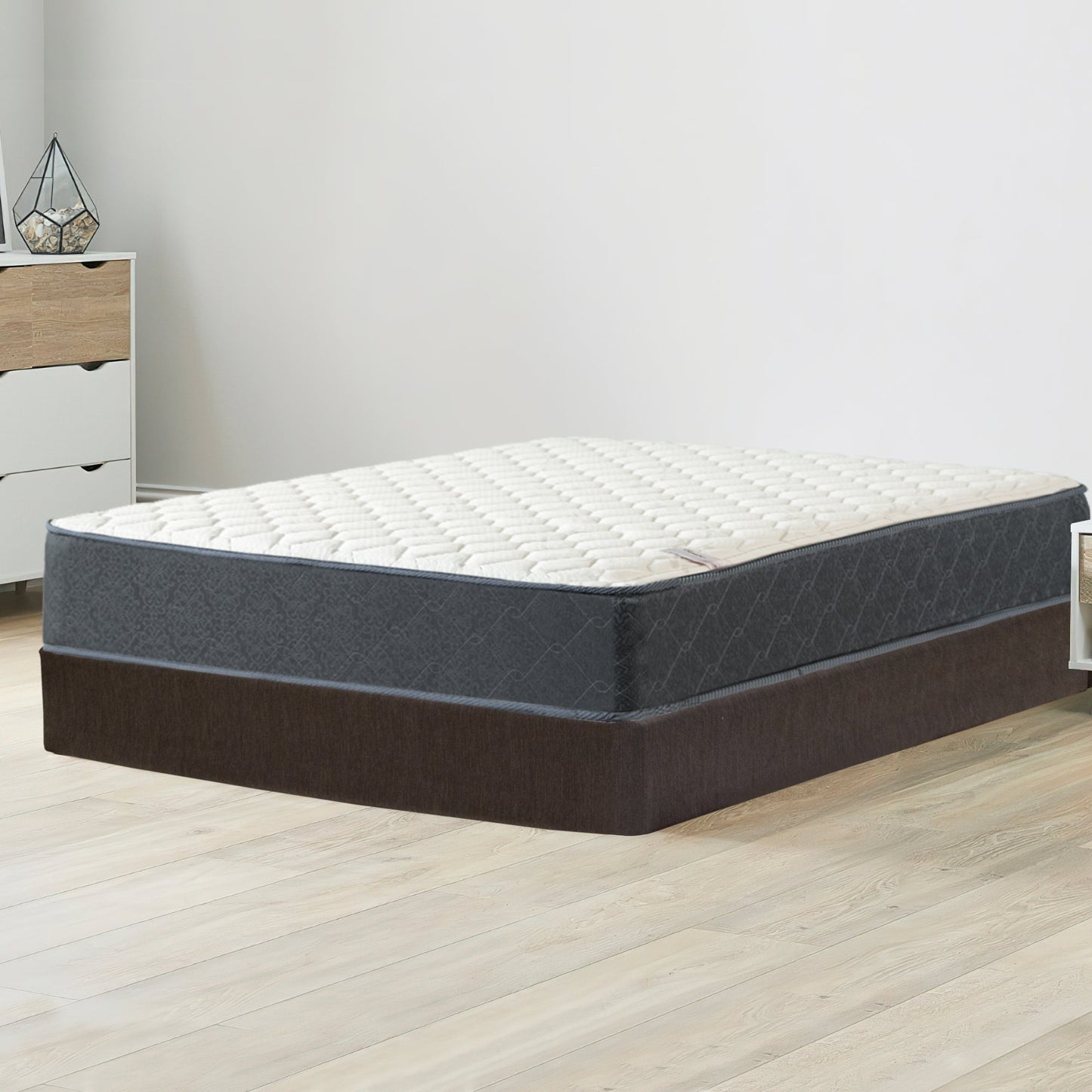 Set di materasso e box spring Onetan, materasso ibrido in memory foam da 10 pollici con parte superiore media e 5 box spring in legno di facile montaggio