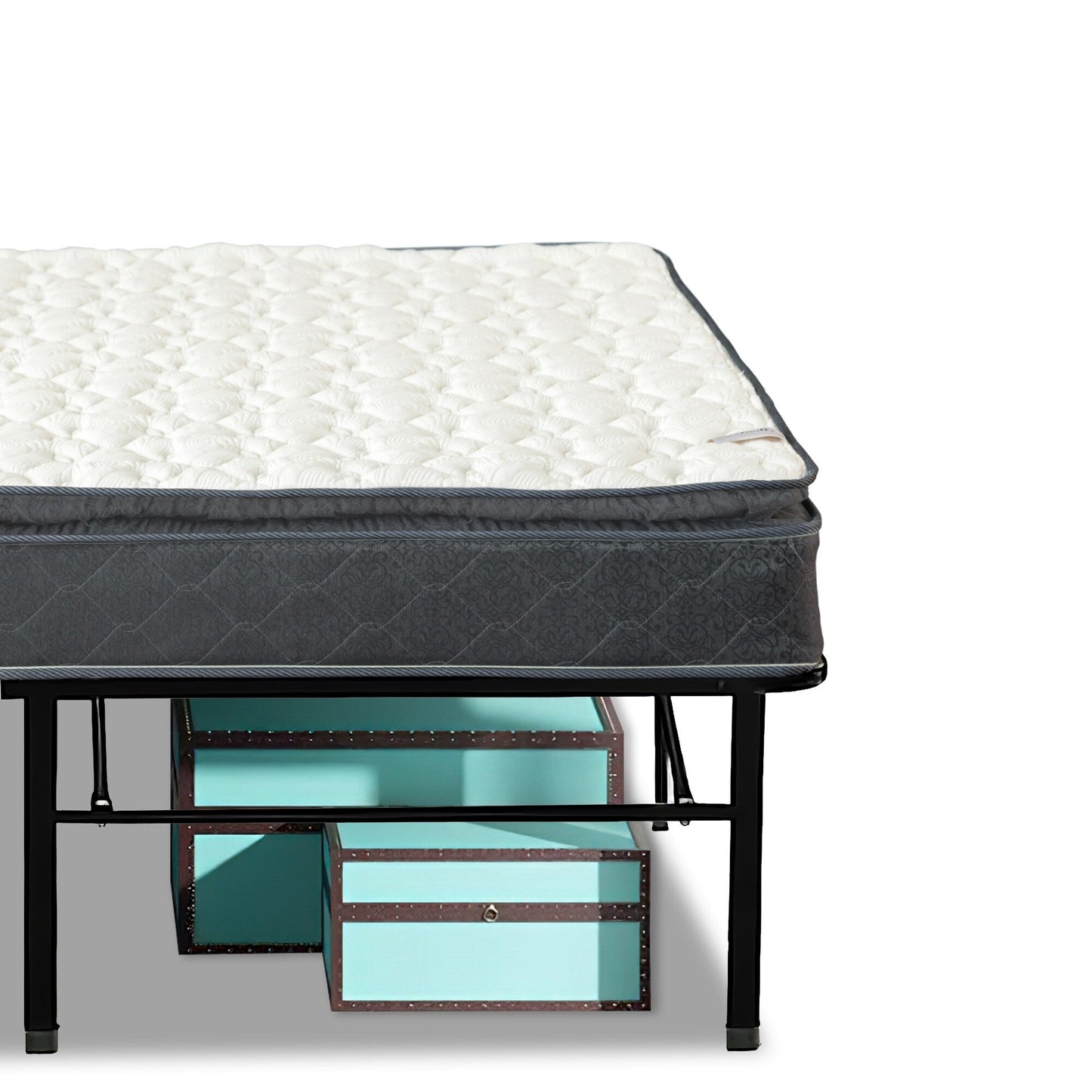 Set materasso e letto a piattaforma Onetan, materasso ibrido con pillow top medio da 10 pollici e letto a piattaforma in metallo da 14 pollici