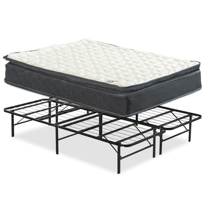 Set materasso e letto a piattaforma Onetan, materasso ibrido con pillow top medio da 10 pollici e letto a piattaforma in metallo da 14 pollici