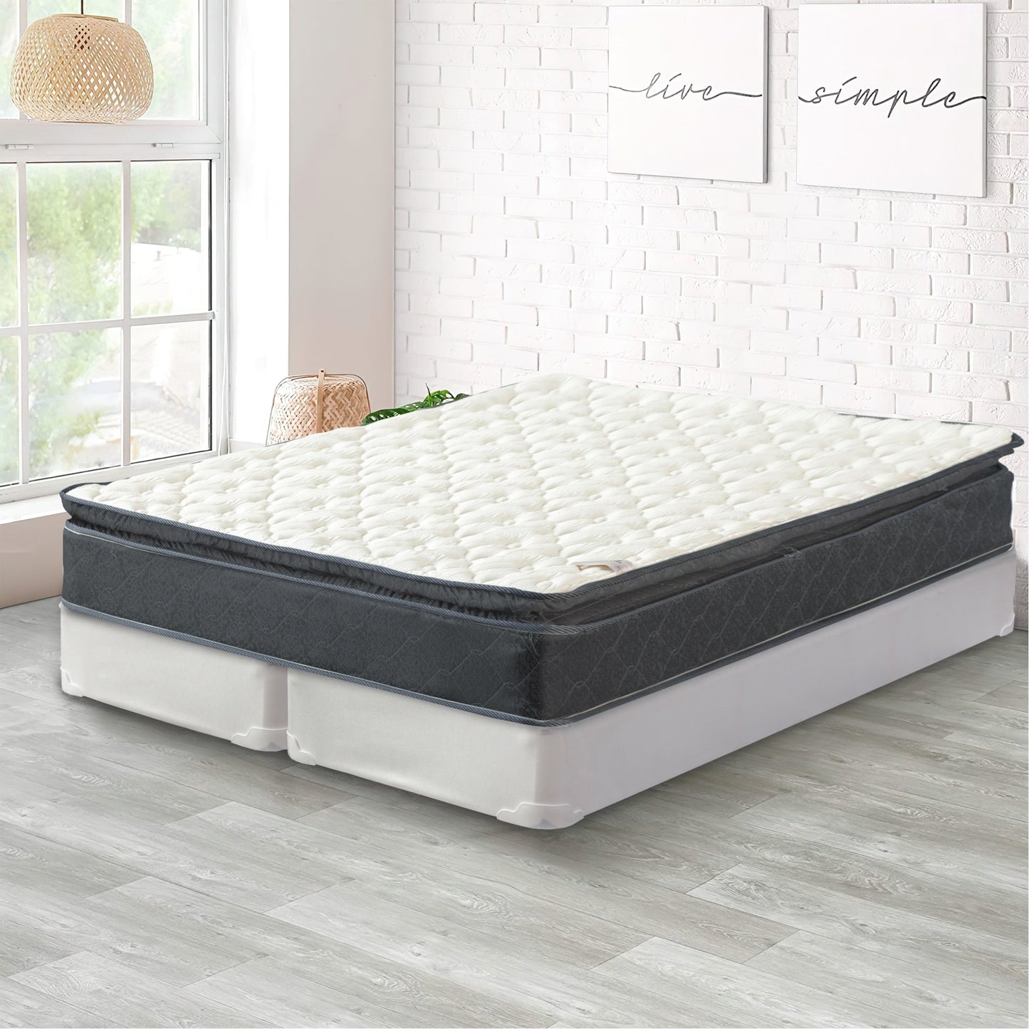 Materasso Onetan in memory foam con molle insacchettate, da 10 pollici, con materasso medio e 4 o 8 molle insacchettate in legno,