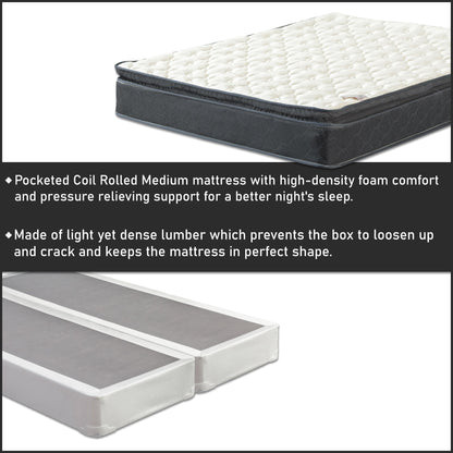 Materasso Onetan in memory foam con molle insacchettate, da 10 pollici, con materasso medio e 4 o 8 molle insacchettate in legno,