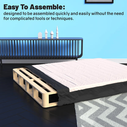 Onetan, box spring/fondazione in legno facile da 4,5 pollici e 8 pollici con montaggio semplice,