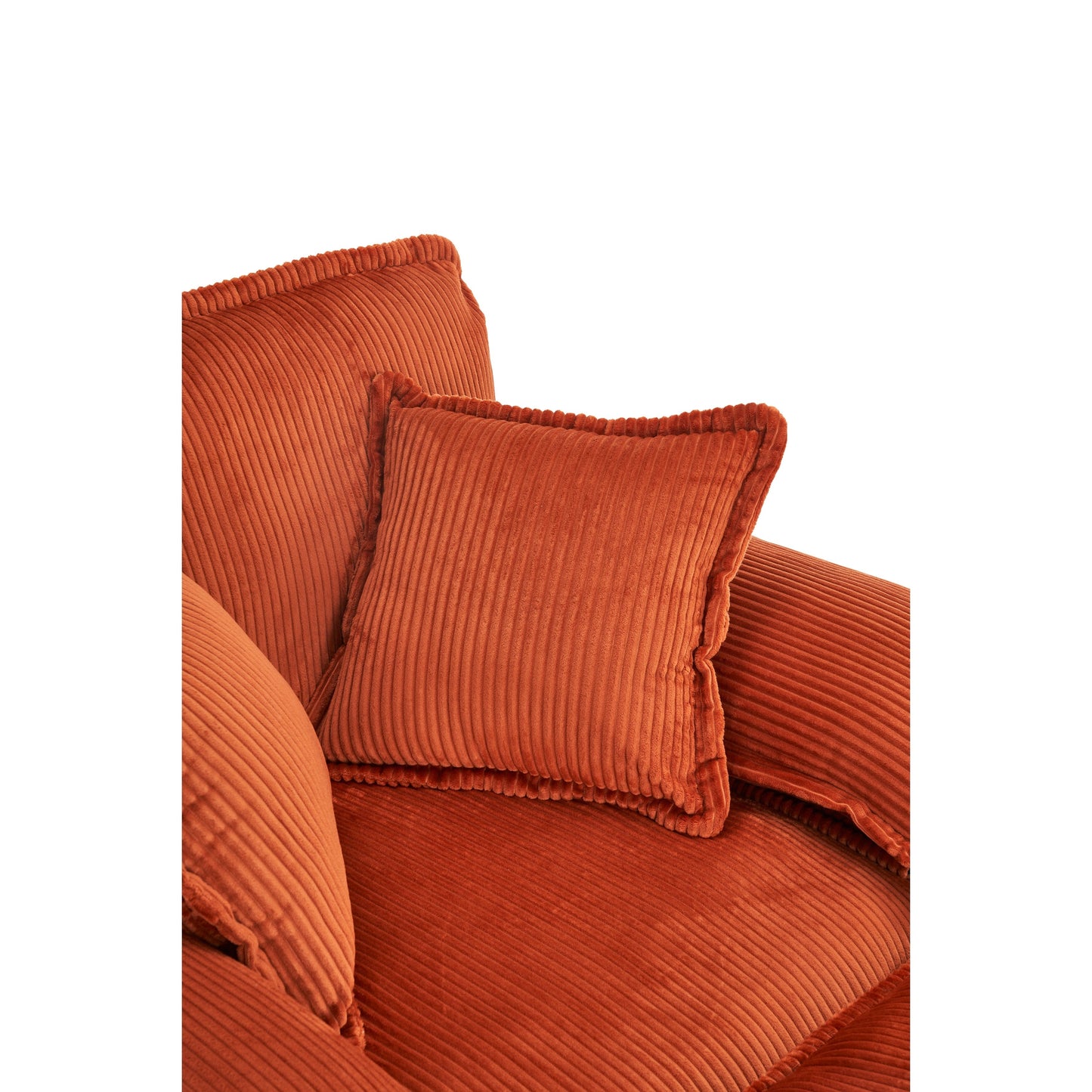 Divano letto singolo in velluto a coste arancione 59,3 con 2 cuscini e pouf per soggiorno