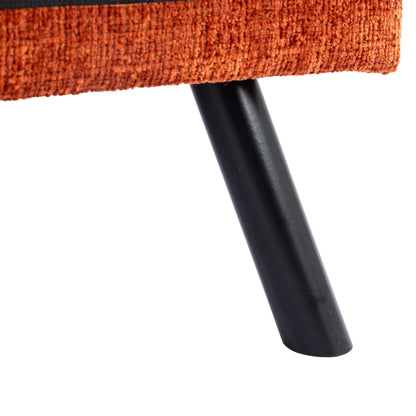Divano letto futon convertibile in ciniglia arancione da 75,6 pollici con gambe in metallo per soggiorno