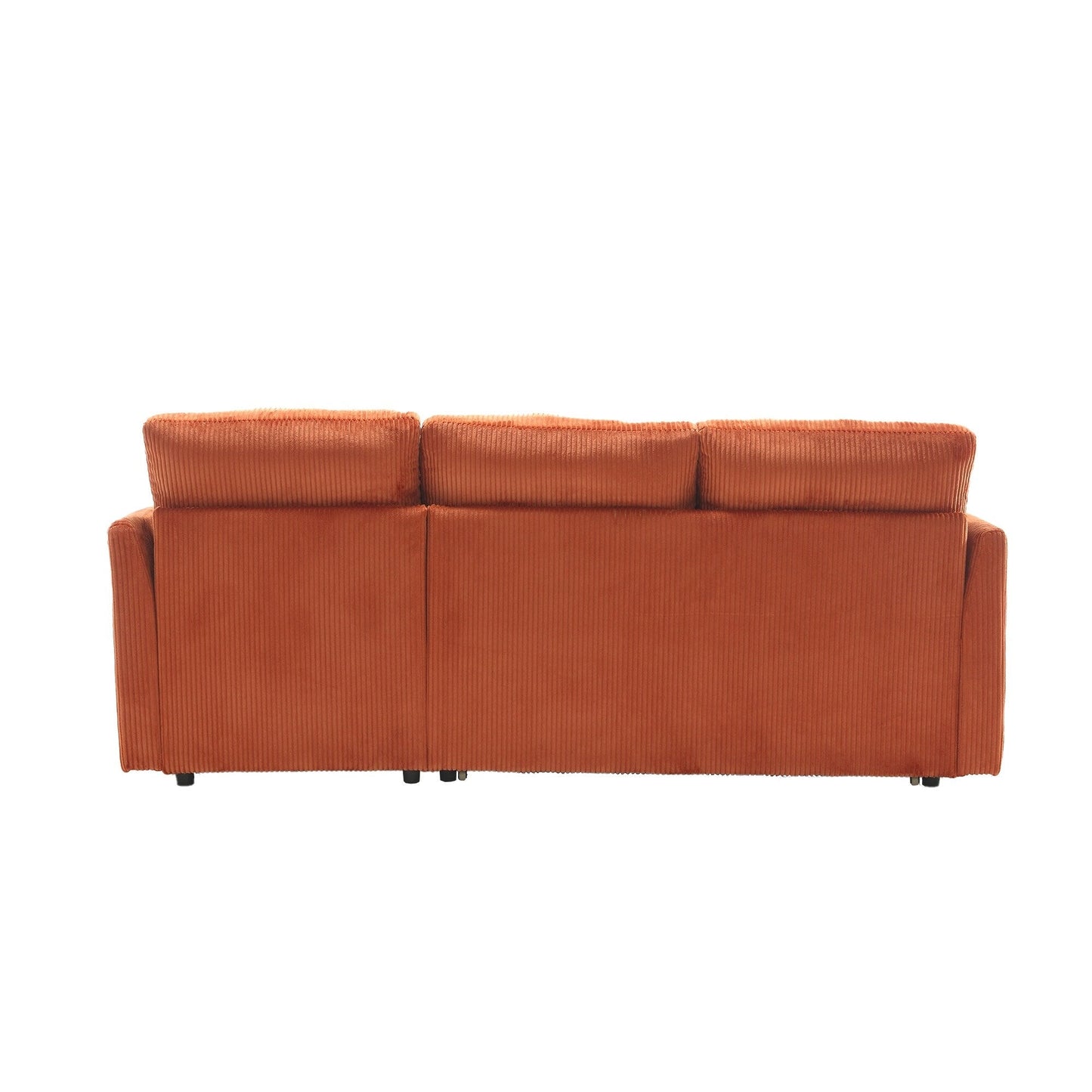 Divano a L arancione da 81,1'' in tessuto con chaise longue reversibile, contenitore, struttura in legno massello e seduta in schiuma