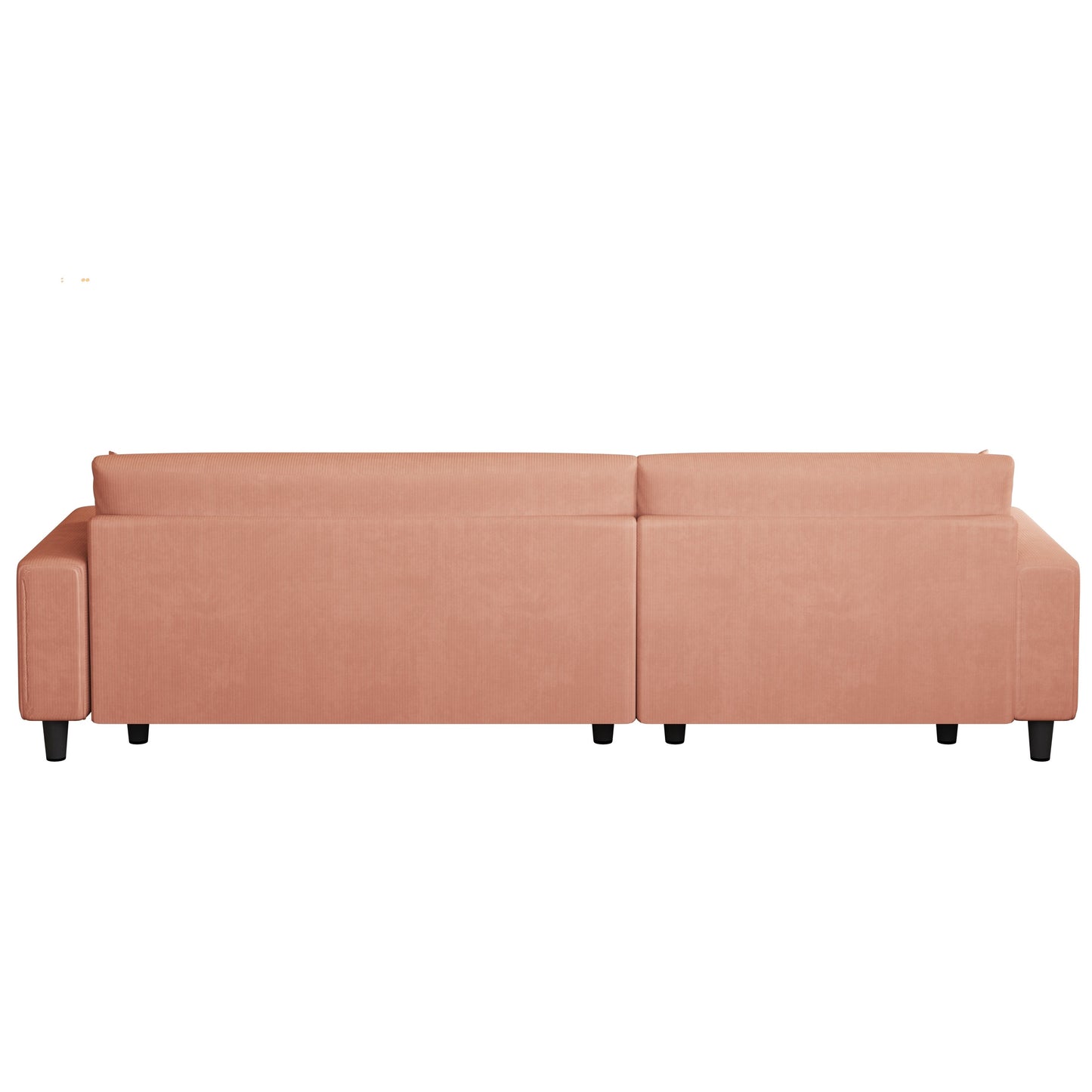 Divano letto convertibile in velluto a coste arancione da 93'' a 3 posti con chaise longue regolabile, due cuscini e spazio di archiviazione - Design salvaspazio