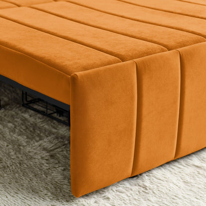 Divano letto estraibile in schiuma arancione a 3 posti con cassetti