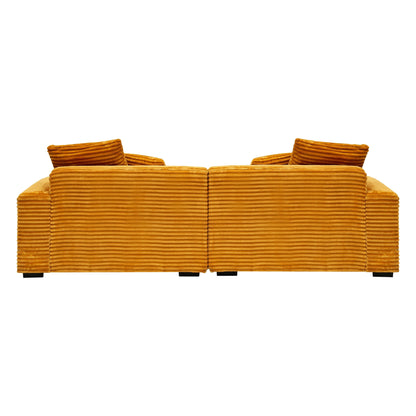 Divano moderno arancione 104.72 in velluto a coste a 4 posti con 4 cuscini decorativi per soggiorno