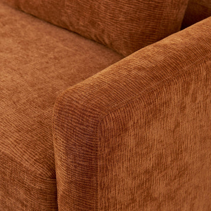 Divano a due posti in ciniglia arancione moderno da 58,66 pollici con cuscini per lo schienale e cuscini per il soggiorno