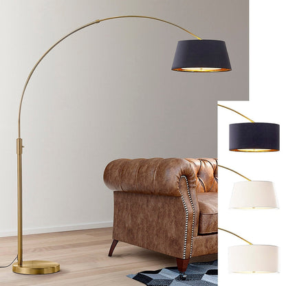 Lampada da terra ad arco retrattile dimmerabile a LED Orbita 81H, lampadina inclusa, finitura ottone anticato