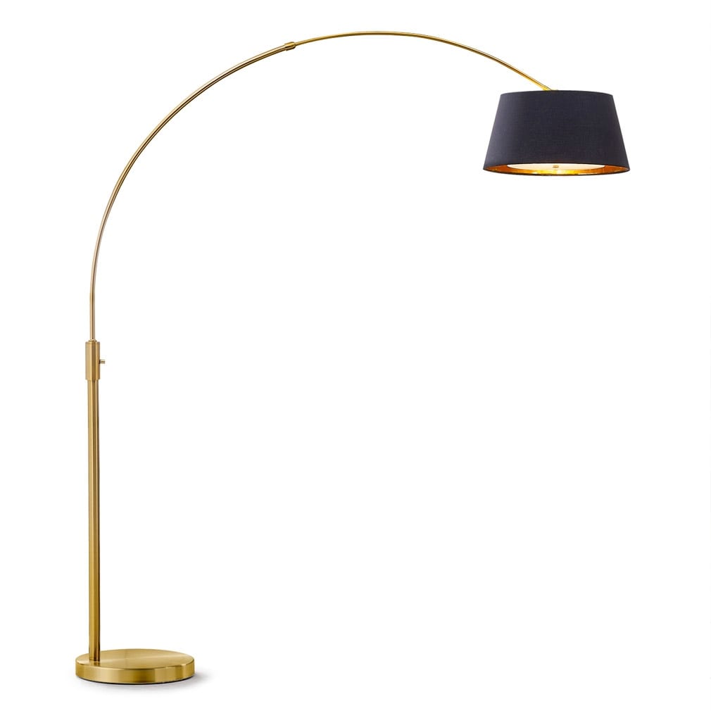 Lampada da terra ad arco retrattile dimmerabile a LED Orbita 81H, lampadina inclusa, finitura ottone anticato