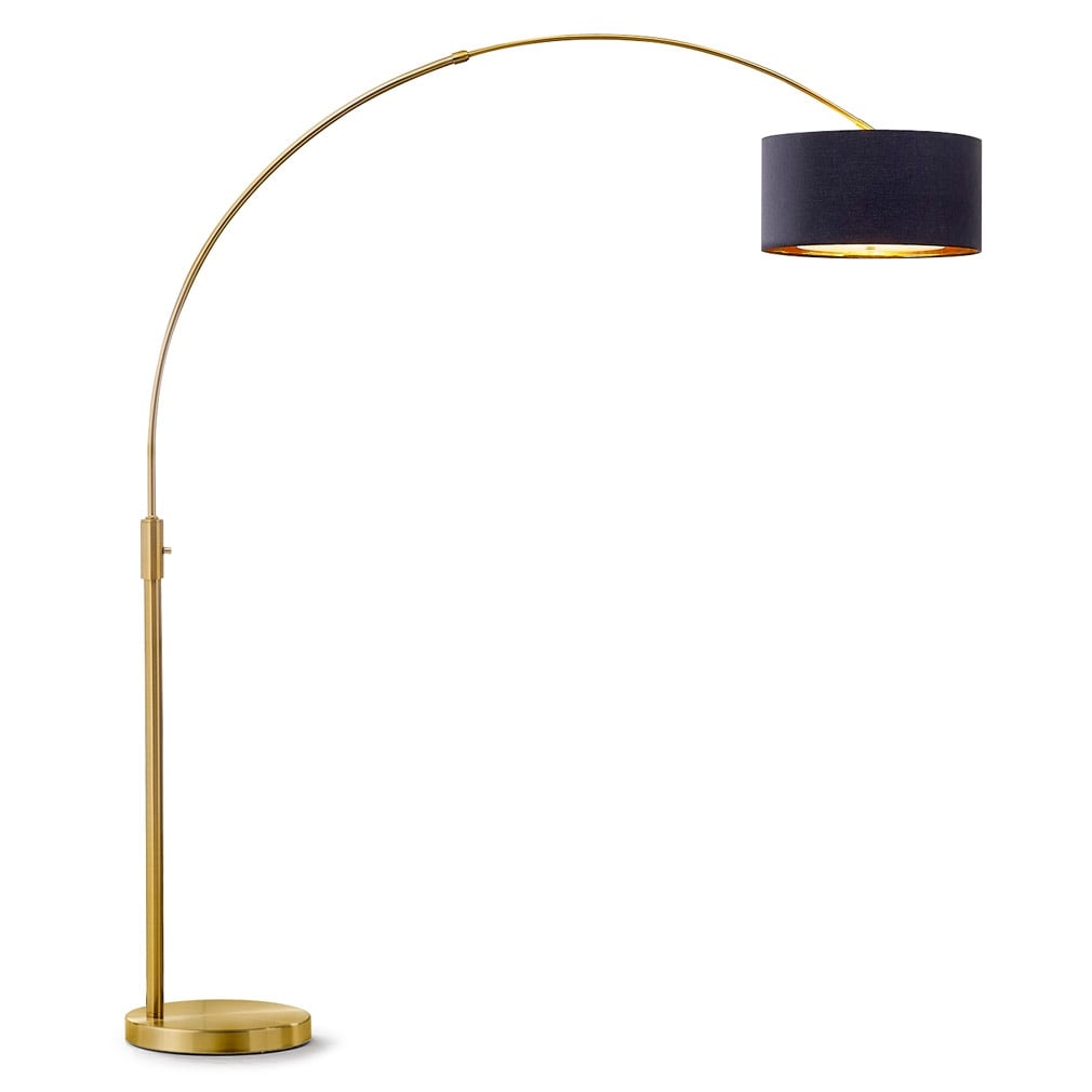 Lampada da terra ad arco retrattile dimmerabile a LED Orbita 81H, lampadina inclusa, finitura ottone anticato
