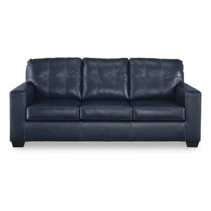 Divano letto matrimoniale Orion, 85 pollici, blu oceano, in vera e similpelle