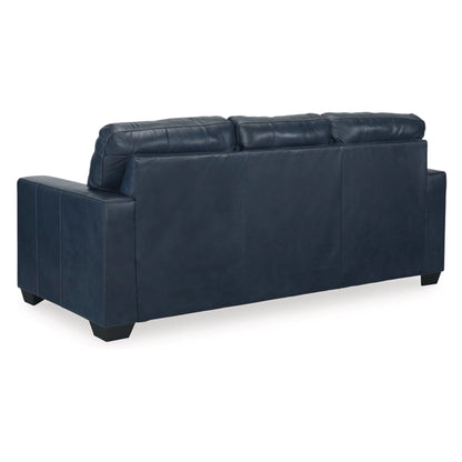 Divano letto matrimoniale Orion, 85 pollici, blu oceano, in vera e similpelle