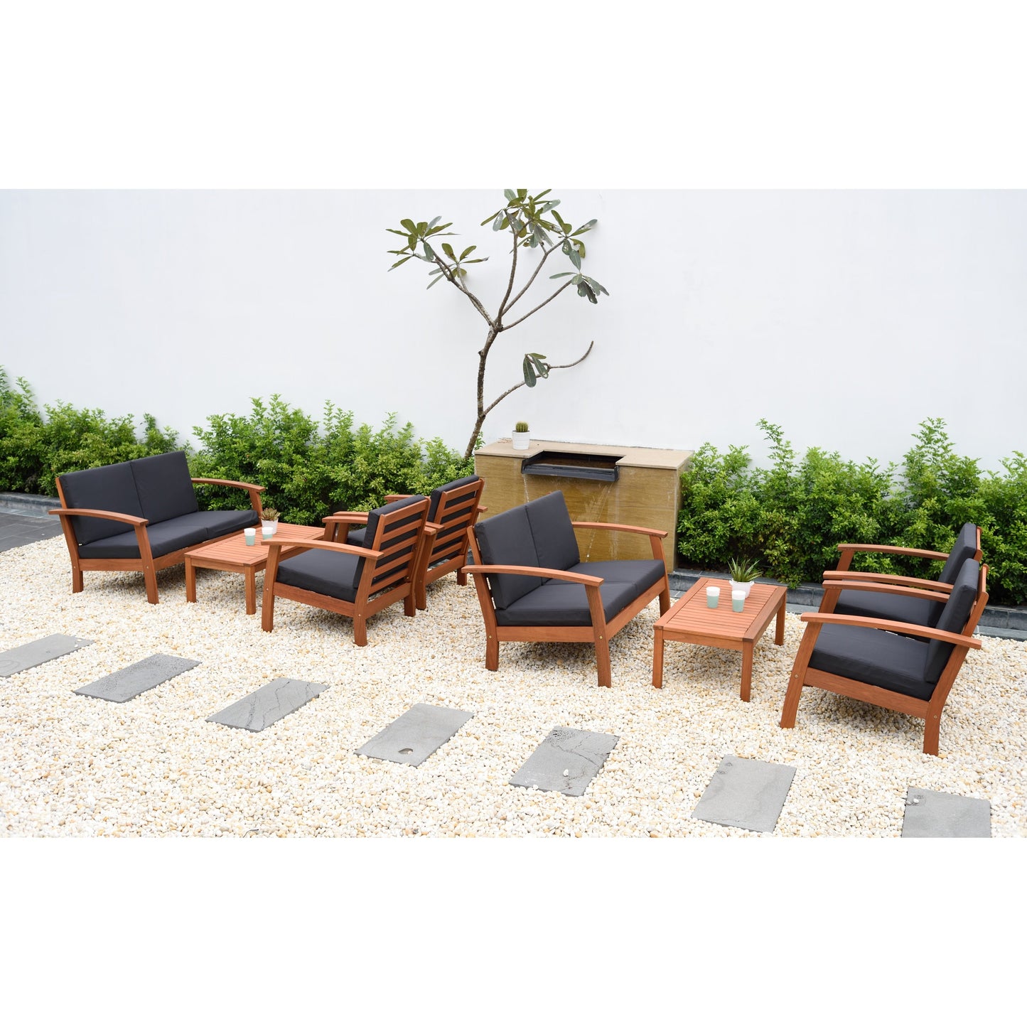 Set di 8 posti a sedere per esterni in legno certificato FSC Amazonia