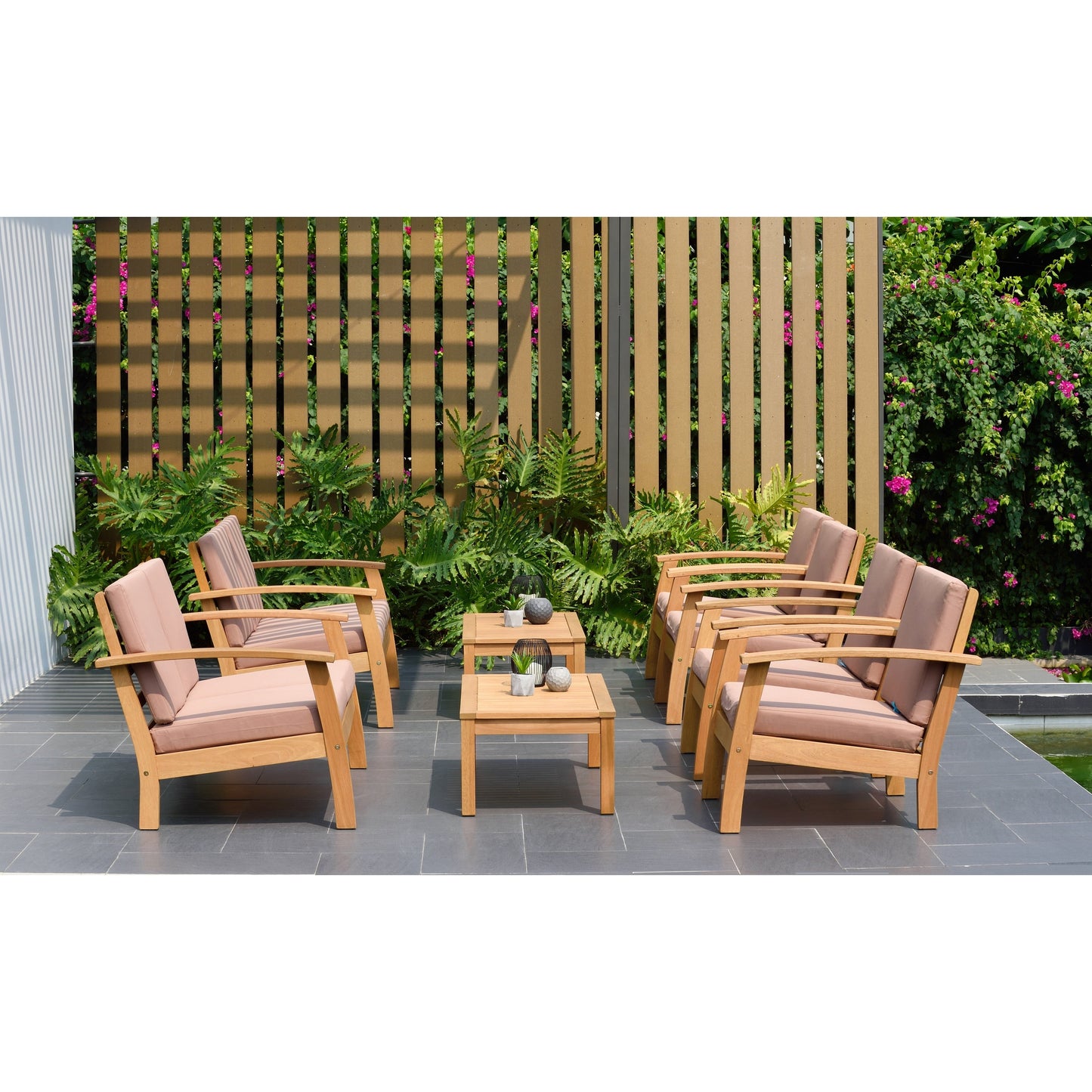 Set di 8 posti a sedere per esterni in legno certificato FSC Amazonia