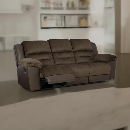 Divano reclinabile manuale Orman, in similpelle marrone cioccolato opaco, 91 pollici
