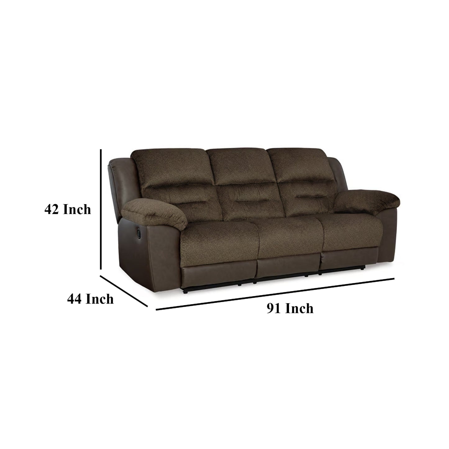 Divano reclinabile manuale Orman, in similpelle marrone cioccolato opaco, 91 pollici