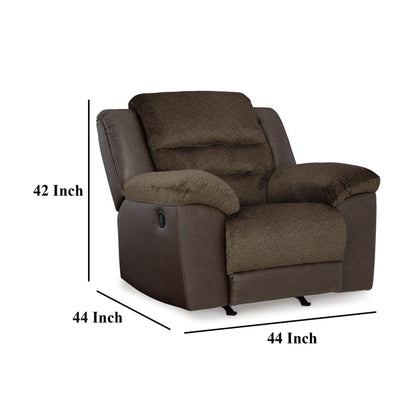 Poltrona reclinabile manuale Orman, in similpelle color cioccolato opaco