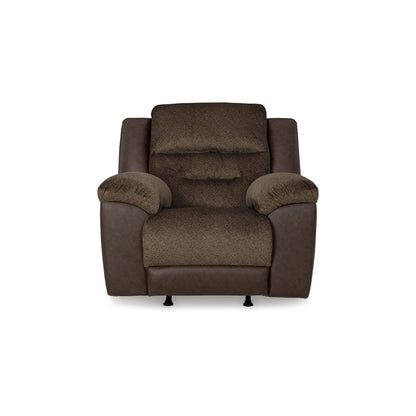 Poltrona reclinabile manuale Orman, in similpelle color cioccolato opaco