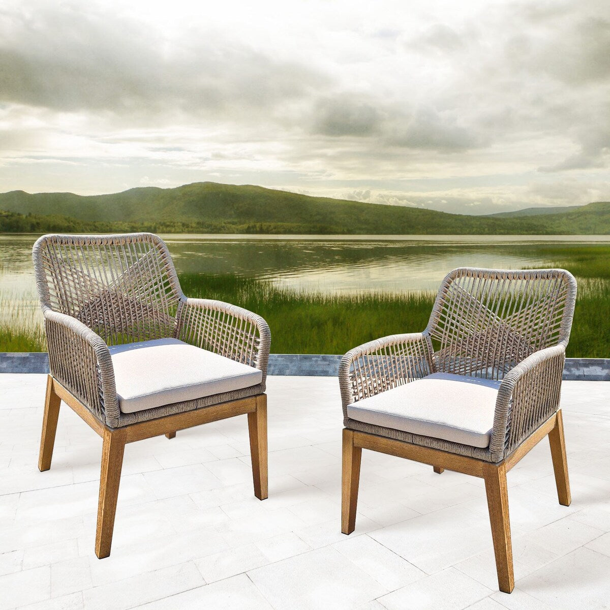 Sedia intrecciata in corda Ottawa - Naturale (set di 2)